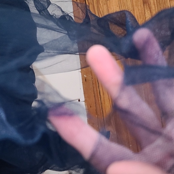 TLC Say Yes To The Prom Dress Navy Beaded Layered Tulle Lined Sz 7/8 GUC *READ* - Picture 5 of 14